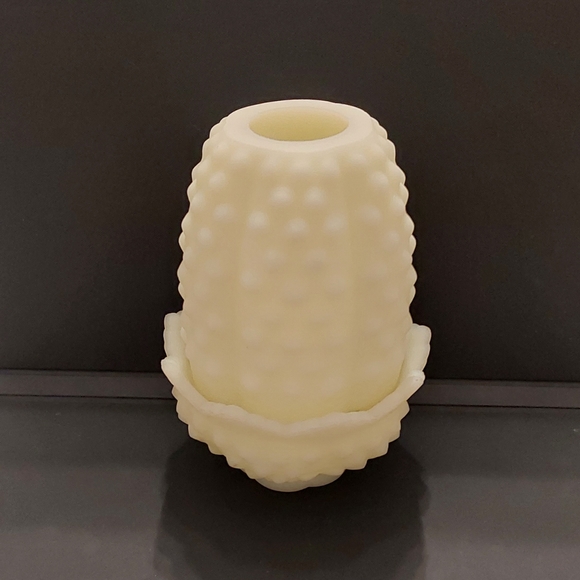 Fenton Other - Fenton glass Fairy Lamp / Fairy Light - 2- piece Hobnail on Custard Satin